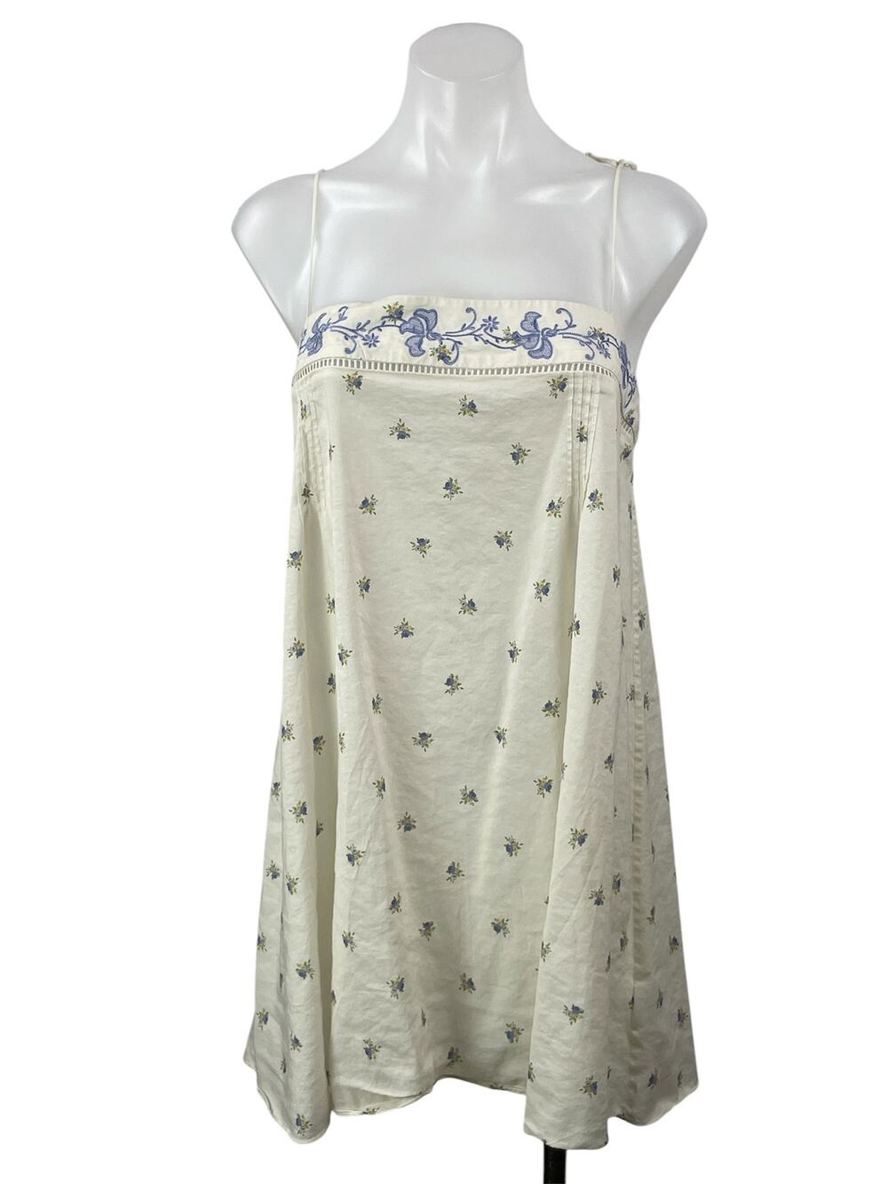 Reformation Aurora White Floral Sleeveless Camisole Lounge Mini Sleep Dress Sz S
